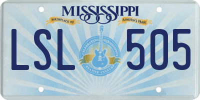 MS license plate LSL505