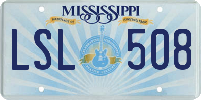 MS license plate LSL508