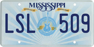 MS license plate LSL509