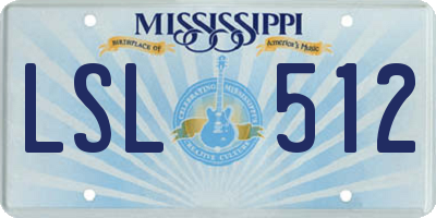 MS license plate LSL512