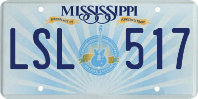 MS license plate LSL517