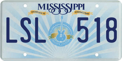 MS license plate LSL518