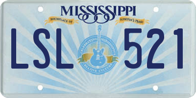 MS license plate LSL521