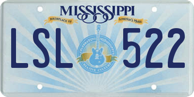 MS license plate LSL522