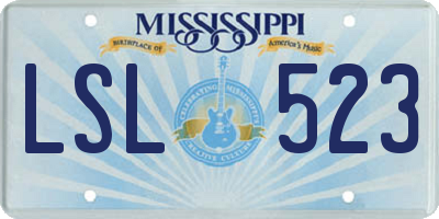 MS license plate LSL523