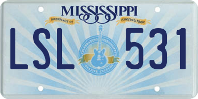 MS license plate LSL531