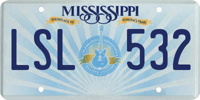 MS license plate LSL532