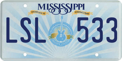 MS license plate LSL533