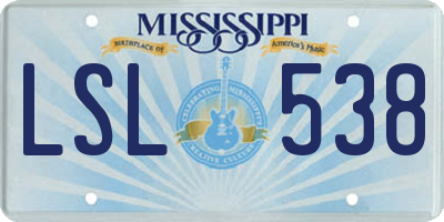 MS license plate LSL538