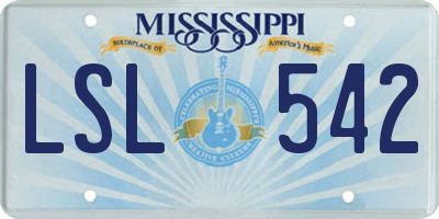 MS license plate LSL542