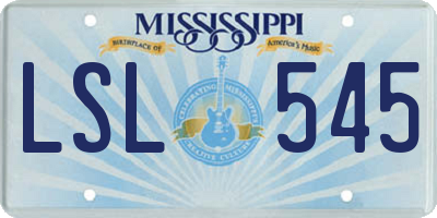 MS license plate LSL545