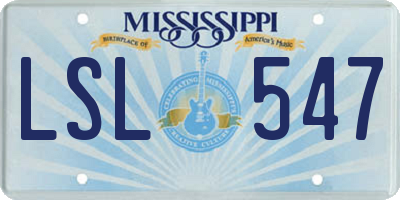 MS license plate LSL547