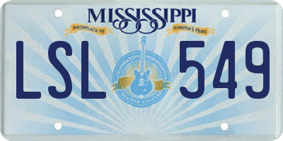 MS license plate LSL549