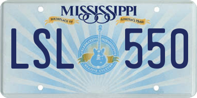 MS license plate LSL550