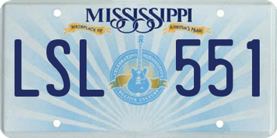 MS license plate LSL551