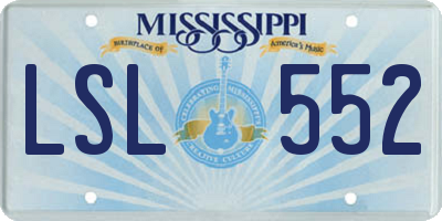 MS license plate LSL552