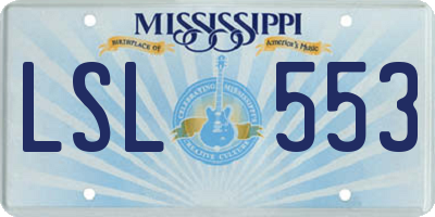 MS license plate LSL553