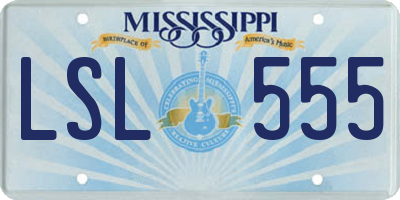 MS license plate LSL555