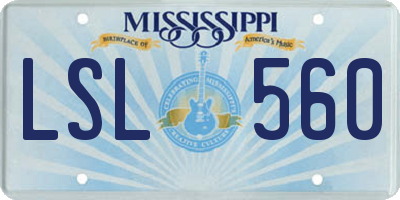 MS license plate LSL560