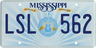 MS license plate LSL562
