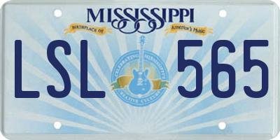 MS license plate LSL565