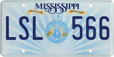 MS license plate LSL566