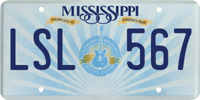 MS license plate LSL567