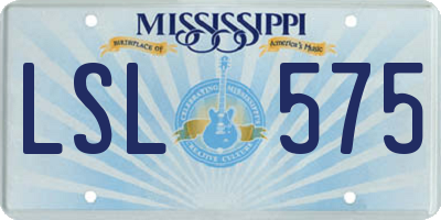 MS license plate LSL575