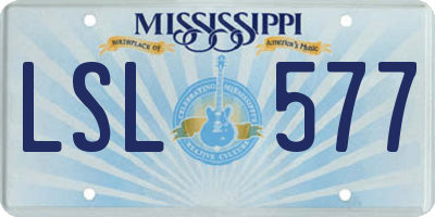 MS license plate LSL577