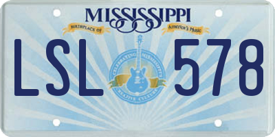 MS license plate LSL578