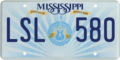 MS license plate LSL580