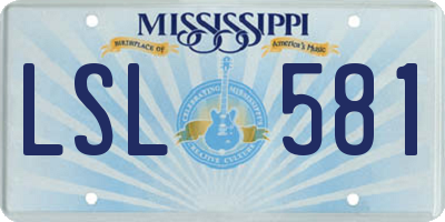 MS license plate LSL581