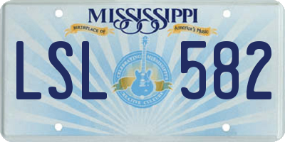 MS license plate LSL582