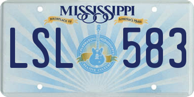 MS license plate LSL583