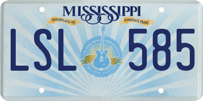MS license plate LSL585