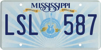 MS license plate LSL587