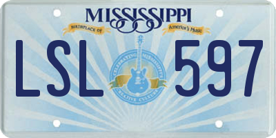 MS license plate LSL597