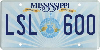 MS license plate LSL600