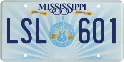 MS license plate LSL601