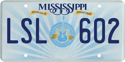 MS license plate LSL602