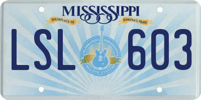 MS license plate LSL603