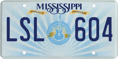 MS license plate LSL604