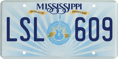 MS license plate LSL609