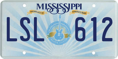 MS license plate LSL612