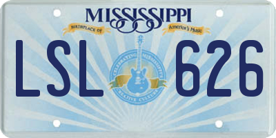 MS license plate LSL626