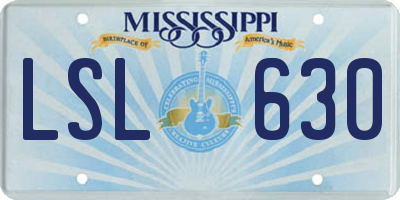 MS license plate LSL630