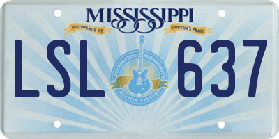 MS license plate LSL637