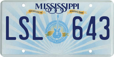 MS license plate LSL643