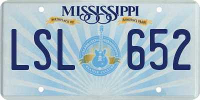 MS license plate LSL652