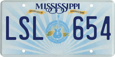 MS license plate LSL654